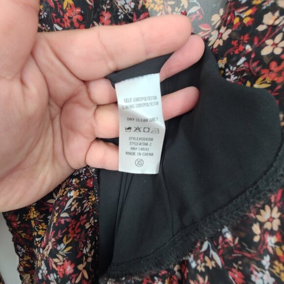 Buddy Love Flower Print Low V Neck Tie Ruffle Hi Low Hem Maxi Dress Size XS - Picture 4 of 7